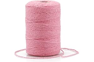 G2PLUS 200M Cuerda de Algodón,Hilo Macrame 2MM Cuerda de Manualidades,Cordel Hilo de Panadero, para Envolver Regalos,Hornear, Manualidades (Rosado)