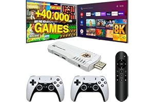 SVP FORMATS SVP Game - K8 Pro Consola de juegos retro, Game Stick con +40.000 juegos +14 emuladores + Android TV - Game TV Stick, Plug & Play HDMI con 2 mandos y control TV inalámbricos