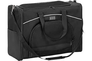 Petsfit Torba dla psa, samolot, 55 x 40 x 23 cm, torba transportowa dla psa, kota, bezpieczny transport w samochodzie, samolocie i pociągu, z 2 metodami umieszczenia, L/czarna