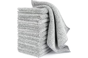 Deepklean Large Size Microfibre Cleaning Cloth 12 Pack, Kitchen Cloth Dish Towels, All-Purpose Microfiber Towels, Super Absorbent Dishtowels, Nonstick Oil Washable Fast Drying Grey 30 x 30 cm