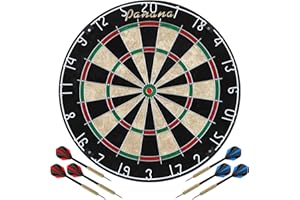 PANANA Dartbaord Steel Dart Board Dartbard Set with 6pcs Professional Steel Tip Darts