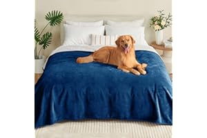Yaning Waterproof Blanket 152x203cm for Adults, Reversible Waterproof Bed Cover for Dogs Cats Pets, Soft Leakproof Blanket for Bed Couch Sofa Furniture Protector, Navy Blue/Light Grey