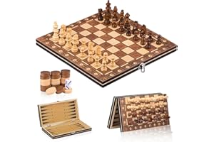 BINOA Schachspiel aus Holz,3 In 1 Schachspiel Magnetisch,Chess Board Set klappbar für Party Familie Aktivitäten,reiseschach, schachspiel Kinder(29x29cm)
