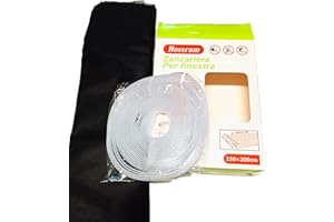 Herran Zanzariera per finestra 150 x 200 cm, nero, regolabile, tagliabile