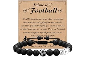 Astellea Bracelet Initial en Pierre Naturelle-Cadeau Football pour Enfants-Bijou Football Original pour Garçons Filles Fils Petit-Fils ou Neveux-Idée Cadeau pour Anniversaire Noël Fête