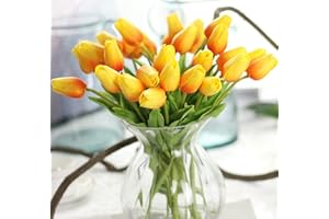 EASYLIFESTORE Tulipano artificiale EasyLife da 12,6 '', 20 pezzi un set, decorazione per decorazioni per matrimoni all'aperto all'aperto, cucina, ufficio, negozio di caffè, decorazioni per la casa（arancione）