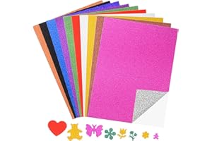 XIAOJING0 10 Pièces Feuilles à Paillettes Papier,Couleur Aléatoire 80 g/m²-A4 Feuilles Cartonnées pour Création Artisanat Emballage de Cadeaux Décoration de Fête et Scrapbooking (21 x 29.7 cm)