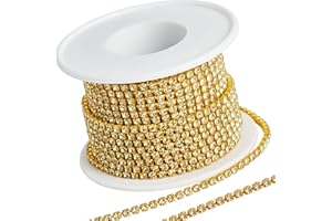 GORGECRAFT 10 Yards 2.5mm Catena di Strass Scintillante di Cristallo Strass Chiudi Catena di Artigli Trim per Fai Da Te Artigianato di Cucito Gioielli Bordare Accessori Oro