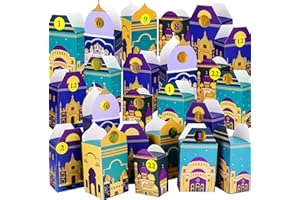 ‎KKLUNO 30 Stück Ramadan Kalender Kinder, Ramadan Kalender Zum Befüllen, Ramadankalender zum Basteln und Dekoration, Geschenktüten Ramazan Boxen - Eid Mubarak Deko
