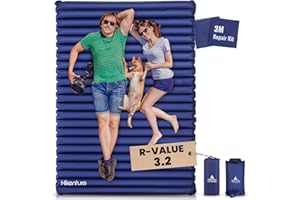 HIKENTURE Inflatable Double Camping Mat with Foot Pump, Ultralight Air Camp Mattress 120cm 140cm for 2 Person, Compact and Moistureproof Sleeping Mat for Hiking, Backpacking, Hammock, Tent