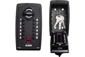 Defender Pro-TEC Key Safe - Police Preferred Specification - Wall Mounted Outdoor Key Lock Box - Push Button Combination Key Cabinet Waterproof Cover - Fits Up To 10 Keys - Police Accredited