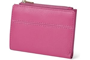 OAK LEATHERS Wallet for Women Full Grain Leather - Small RFID Coin Purse Credit Card & ID Holder for Ladies,Bifold Wallets for Teenager (Nappa Pink)