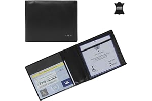 RHB Genuine Leather Disabled Blue Badge Holder with Timer Wallet – Secured Disability Parking Permit Cover with Hologram Protection (Timer not Included) (Black Maxim)