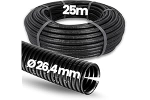 Kalitec - Tubo corrugato scanalato, 25 metri, NW 26, tubo corrugato aperto, protezione per martore, tubo vuoto, protezione per cavi AD 31,3 mm, ID 26,4 mm