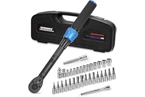 UYECOVE Torque Wrench 1/4, Bike Torque Wrench Set 1-25 Nm, 33 Pcs Small Torque Wrench with ± 3% Error Accuracy, 0.1 NM Micro Adjustment for MTB Mountain Road