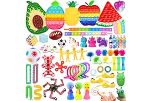 Chennyfun Fidget Sensory Toy Set, 62PCS Jouet Anti-Stress Kit, Pastèque Pomme Kiwi Jouets Anti-Stress Jouet à soulagement du Stress pour Enfants avec Soulagement de l'anxiété,Autisme et TDAH