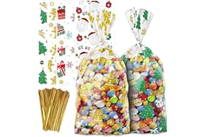 YJSDDNTY 100 bolsas de galletas navideñas de 12,5 x 27 cm, bolsas de Navidad para rellenar, bolsas de celofán para rellenar galletas, nueces, bombones