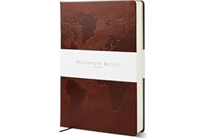 Beechmore Books Travel Planner - A5, Brown | Vegan Leather Hardcover with Thick 120gsm Lined Paper | With Travel Checklists & 8 Trip Sections | Gift Box | For Gap Year Travellers, Honeymoon & Holidays