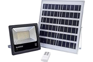 ELEDCO Foco Solar Led 80W, Panel Solar, Batería, Regulable Mando a Distancia, Luz Exterior Autonomía 8-15 Horas, Luz Neutra 4000K
