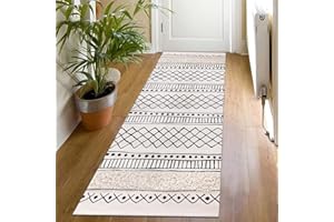 SHACOS Alfombra Pasillo de Algodón 60x180cm Alfombra Boho Larga de Habitación Dormitorio Lavable Lavadora Alfombra de Área para Pasillo Habitación Cocina