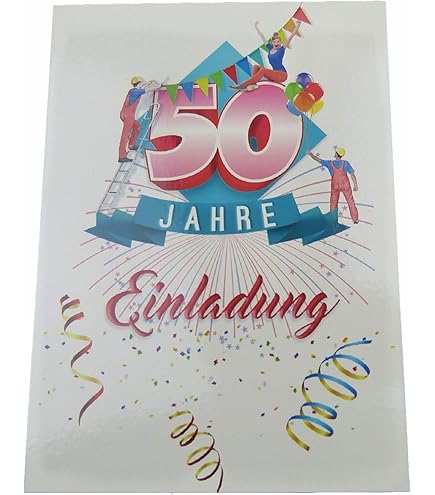 50. Geburtstag Einladungskarten - 15 Stück A6 In Schwarz & Gold