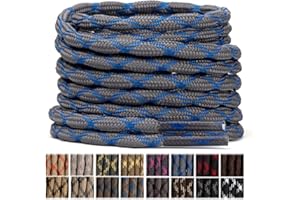 Stepace Round Boot Laces (2 Pairs) 4.5 mm Heavy Duty Thick Replacement Shoelaces for Work,Walking,Hiking,Hunting