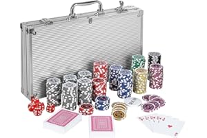 GAMES PLANET Pokerkoffer mit 300 Laser-Chips, Silver/Gold/Black Edition