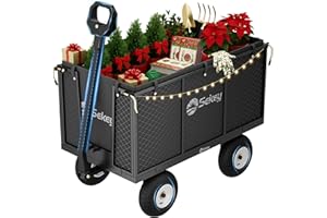‎SEKEY Sekey Bollerwagen Gartenwagen 550KG Belastbar, Transportwagen Transportkarre Gerätewagen mit Patentiertem Handgriff, Vollgummi-Luftreifen, Serie Titan, 200L, Grau