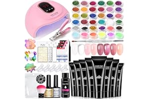 Major Dijit Nagelverlängerung Kit, 8 Farben Poly Nagel Gel Kit mit 38W UV Lampe, Nagelbürste Unterlack Decklack Nagelform Glitter Nagelknipser All-in-One Nagelstudio Set