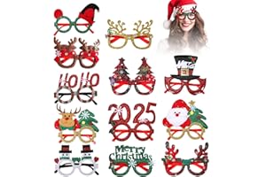 ITOYX 12 Stück Weihnachtsbrille Lustige Brille Glitzernde Party Gläser Rahmen Weihnachten Foto Requisiten Kreative Weihnachtsgläser Nette Partybrille für Weihnachtenskostüm deko Partydekoration Erwachse