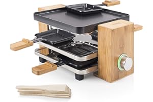 Princess appareil à raclette Pure 4 - 4 personnes - Plaque réversible grill & Teppanyaki - 700 W