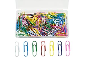 SZXMDKH 200 Pcs Paper Clips, 28 MM/1.1" Coloured Paperclips Metal Paper Clips Clamps with Box for Office School Stationery Document, Small Paper Clips