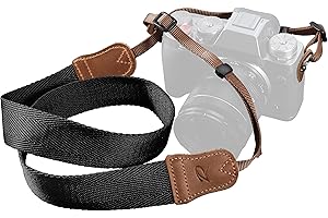 Padwa Lifestyle Correa para cámara - 1.5" de ancho Crazy Horse Cowhide Head Camera Straps,Correas ajustables de algodón tejido para fotógrafos y todas las cámaras DSLR (Negro)