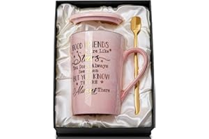 BICHING Best Friends, Friendship Gifts for Women Birthday Gifts for Women Birthday Gifts Ideas for Her, Friends Female, Besties, Sister, BFF Ceramic Marble Coffee Mug Gifts Box Printed Gold 14oz Pink