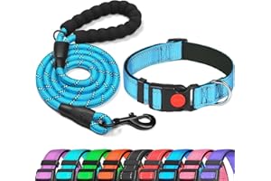 haapaw Reflective Dog Collar Padded with Soft Neoprene Breathable Adjustable Nylon Dog Collars for Small Medium Large Dogs