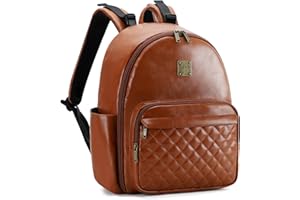 Tonyeee Wickelrucksack Klein Leder, Modische Mummy Bag Wickeltasche Rucksack wasserdicht Mit Wickelunterlage-01 Braun