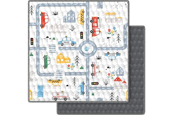 Tapis d'eveil Bebe et de Jeux Pliable 0-6 Mois et 6-12 Mois 120x120 cm Mousse Garçon et Fille – Tapis Montessori Motricite Evolutif Epais de Sol pour Chambre + Parc Enfant + Jeu Exterieur VALBABY