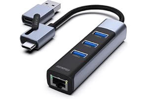 BENFEI 2in1 USB-C/USB 3.0 to Ethernet Adapter with 3*USB 3.0 Ports Compatible for iPhone 15 series, MacBook Pro/Air 2023/2022/2021/2020/2019 and More
