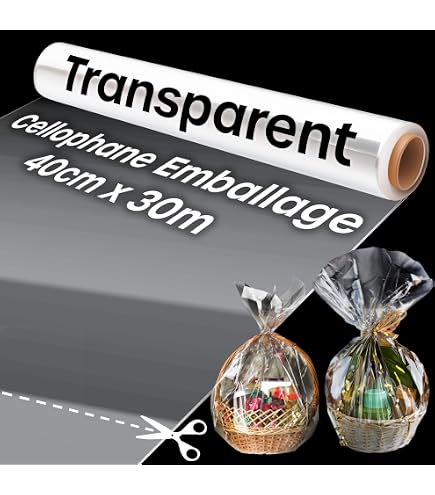 Rouleau Cellophane Transparent à Pois Blancs - 40 Cm X 15 M, Pour Emballage Cadeaux, Fleurs
