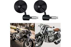 BREDUXSER Schwarz 7/8" 22mm Motorrad Spiegel Motorrad Lenkerendenspiegel Rückspiegel Seitenspiegel für Cruiser Street Bike Cafe Racer ATV
