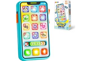 JOYIN Rolig inlärnings- telefon musikleksak babyleksak 6–12 månader, leksakstelefon med 4 spellägen och över 50 mus