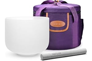 TOPFUND G Note Crystal Singing Bowl 10 inch Throat Chakra with Heavy Duty Carrying Case and Suede Striker