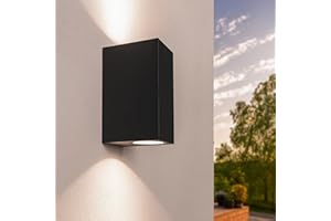 Ledvion Helene | lampa ścienna LED, na zewnątrz, czarna, sześcianowa, dwustronna, 2 x GU10 w górę i w dół, lampa ścienna, lampa zewnętrzna, IP54