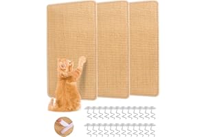 TIDEVAN 3 Piezas Alfombra Rascador para Gatos 50 × 25 cm Sisal Natural para Gatos Autoadhesivo para Proteger Muebles Sofás y Paredes