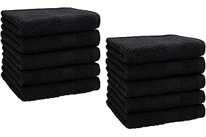 Betz Lot de 10 Serviettes débarbouillettes lavettes Taille 30x30 cm en 100% Coton Premium Couleur Noir