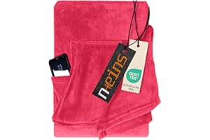 npluseins Coral 1448.2043 - Coperta in pile con maniche e marsupio