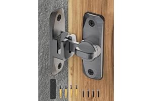 MEBANTOO 90/180 Degree Flip Barn Door Lock, Protect Privacy - Security Door Latch, Small Gate Latches Hardware for Barn, Garden, Bathroom, Cabinet, Window, Sliding Door (Grey-1PC)