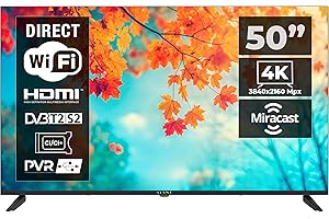 KIANO Smart TV 50" Elegance – 4K UHD (3840×2160), HDR10, Android 11 – Triple Tuner DVB-T2/S2/C – Netflix, YouTube, Bluetooth, WLAN – 3 HDMI, 2 USB, CI+ – Design in metallo – VESA 200×300
