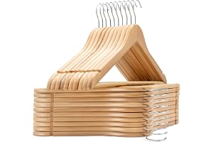 Ulimart Appendini In Legno Naturale Noce, Confezione Da 20 Grucce Per Abiti, Jeans, Camicie, Con Gancio Girevole 360°, Tacche Per Gonne, Salvaspazio Per Armadio