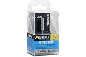 Kutzall Fresa Rotativa Cilíndrica Original, Eje de 1⁄8", Basto - Accesorio para Dremel, Foredom, Milwaukee. Carburo de Tungsteno Abrasivo, 1⁄8" (3,1 mm) Dia. X 7⁄8" (22,2mm) Longitud, C-18-E